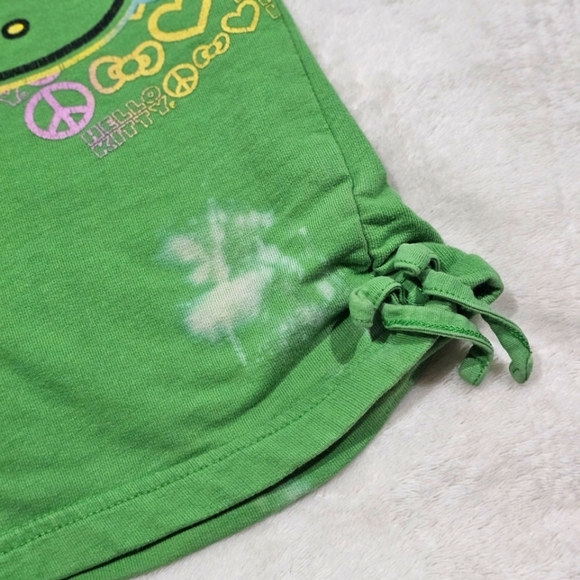 Sanrio Hello Kitty Girls Shorts Green Cinch Side Pulls Elastic Waist Striped 𝑀 - Picture 3 of 9
